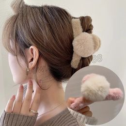 Autumn/Winter Hair All-Wrapped Plush Hairpin Girl Cute Ponytail Lady Large Shark Clip Kawaii Decorative Hair Accessories