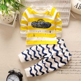 Autumn Spring Baby Clothing Sets Kids Newborn Baby Boys Girls Long Sleeve Cartoon T-shirt +pants Infant Clothes Outfits Sets G1023