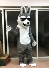 Mascot Costumes Halloween Gray Fur Husky Dog Mascot Costume Suits Fox Adults Fancy Dress Unisex Costume