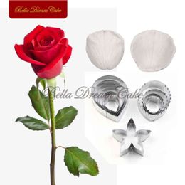 13pcs/set Rose Petal&Leaf Veiner Silicone Mould Stainless Steel Cutter Moulds Handmade Flower Fondant Mould Cake Decorating Tool 211110