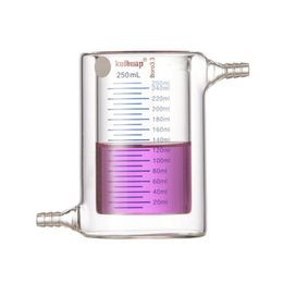 Lab Supplies Double Layer Beaker 250ml Jacketed Glass Pocatalytic Reactor High Borosilicate GlassGlasatory Thickened