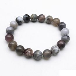 2021 new 10mm Natural Botswana Agate Bracelet Beaded Bracelets Gemstone Gift for Men & Women