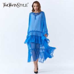 Elegant Temperament Spring Dress For Women V Neck Long Sleeve Casual Patchwork Ruffle Midi Dresses Female Fashion 210520