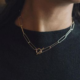 Gold Thick Chain Necklace Chokers For Women collar Charms Geometric Pendant Maxi Statement Party Jewellery Gifts
