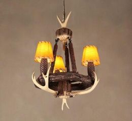 Creative Rural Eco Natural Antler Chandelier Lamps Living Room Restaurant Hotel Retro Hanging Lamp Dinning Hall Cafe Bar Pendant Light