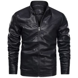 2021 New Autumn/winter Men's Leather Vintage Jackets Casual Biker Pu Jacket Zip Pocket Thick Leather Coats Aviator Jacket Men P0813