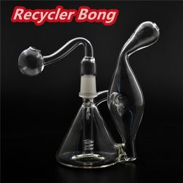 Mini recycler Dab Rigs Glass Oil burner bong Recycler Bubbler honeycomb Percolator Water pipe With 14mm Joint glass oil burner pipes