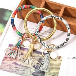 Tassels Keyring Bracelets Party Gifts Wristlet Keychain Bracelet Circle Key Ring Bangle Fashion Chain for Women Multi Colors RRF11976