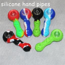 10pcs Silicone Glass Pipes hand smoking accessories Bong Spoon Pipe Food-grade silica gel with dabber tools storage jar