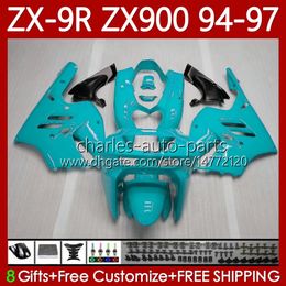 OEM Bodywork For KAWASAKI NINJA ZX-9R ZX 9R 9 R 900 CC ZX-900 1994-1997 Bodys 100No.125 ZX9 R ZX900 ZX900C 1994 1995 1996 1997 Light Cyan 900CC ZX9R 94 95 96 97 Fairing Kit