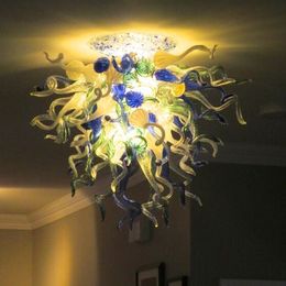 Coloured Glass Ceiling Lights LED Lustre Dining Room Hand Blown Glass Chandeliers Fixture Home Decor Lamp 24 by 20 Inches