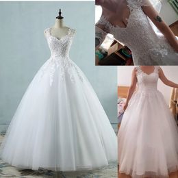 Ball Gowns Spaghetti Straps White Ivory Tulle Bridal Dress For Wedding Dresses 2-26W Pearls Marriage Customer Made