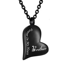 Wholesale black heart-shaped cremation urn pendant necklace fashion commemorative jewelry-forever In my heart