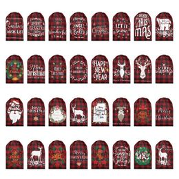 Christmas Plaid Gift Bags Reindeers Check Printed Santa Claus Kids Candy Bag Xmas Drawstring Sack Party Festive Supplies DecorationT2I52677