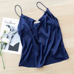 Women Loose Tank Top Fashionable Silky Satin Camisole For All Seasons Blusas M30500 210407