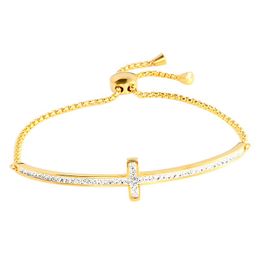 Fashion Charming Chain Bangle Bracelet For Woman Man Rose Gold Silver Colour Stainless Steel Metal Cross Wristband Jewellery Gifts
