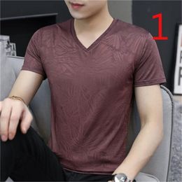 Short sleeve t-shirt men's pure white summer trend clothes round neck cotton 210420