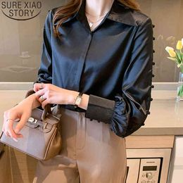 Silk Tops Shirt Satin Blouse Office Lady Casual Long Sleeve Shirts for Women Plus Size Loose Clothes Blusas 13093 210417