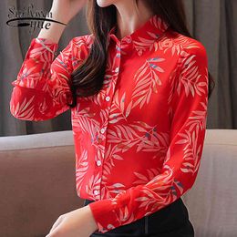 Fashion Autumn Women Blouse Clothing Long Sleeve Turn-down Collar Printing Shirt s Tops Plus Size 5367 50 210521
