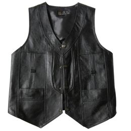 leather waistcoat sheep skin single of old spring and autumn fur vest male large size 210925