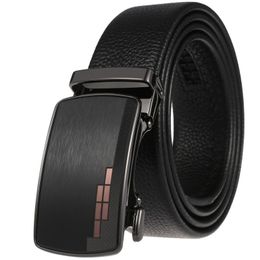 Belts Men Belt Male Genuine Leather Strap For Top Quality Automatic Buckle 110cm-130cm Luxury Black