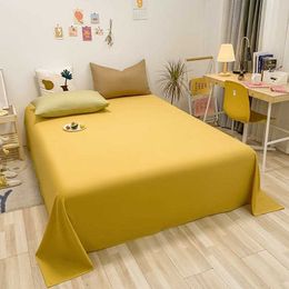 Pure Cotton Bed Linens Twin/Full/Queen/King Size Solid Colour Flat Sheet drap de lit coton Bed Sheet Set For Adult no pillowcase 210626