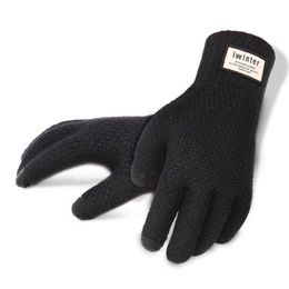 Fingerless Gloves Korean Version Of The Couple Touch Screen Men's Autumn And Winter Outdoor Driving Plus Velvet Warm Knitted Wool