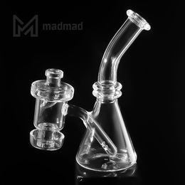 Quartz smoking beaker with terp vacuum banger with a clear glass carb cap dab oil rig