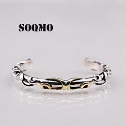 Fashion 925 Sterling Silver Vintage Thai Retro Rattan Classical Women And Men Bracelet & Bangle Jewellery SQM055