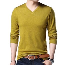 Hombres Pullover O-neck Slim Fit Knitting Long Sleeve Sweaters Fashion V-neck Mens Big Size N5870 211006