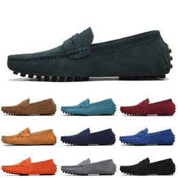 Fashion Non-Brand men casual suede shoes black blue wine red Grey orange green brown mens slip on lazy Leather shoe EUR 38-45