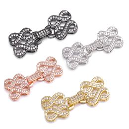 Riversr CZ Micro Pave Connecting Buckle White Pink Yellow Gun Black Figure eight Shape Copper Zircon Pendant Connectors DIY Jewelry Findings Wholesale