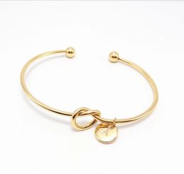 Fashion 26 Letter Initial Necklace Bracelet Silver Gold Color Disc Necklaces Alphabet Knot Bracelets for Women Family Letters