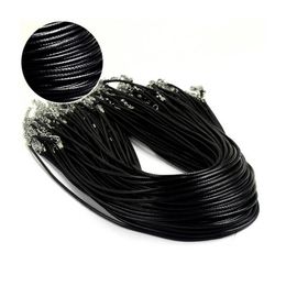 leather cord for necklace making Australia - Whole 100pc lot Black Leather Chain Women Handmade Wax Cord Rope Necklace For DIY Jewelry Making Accessories