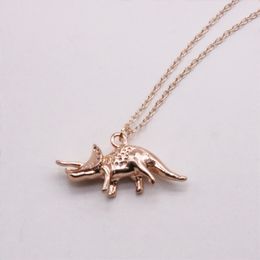 Trendy Triceratops Pendant Mini Dinosaur Series Necklace Gold Silver Rose Three Colour Optional For Unisex