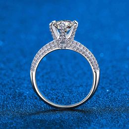 2 Engagement Ring 925 Sterling Silver Certified D Colour Moissanite Diamond Weddig Rings for Women Fine Jewellery