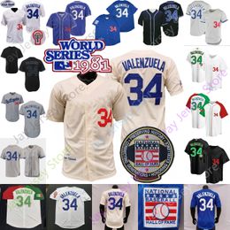 Fernando Valenzuela Jersey 1981 WS Patch Blue White Grey Cream Player Blue Black Fashion Mexico Black Mexico White Salute to Service