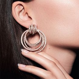 Luxury Dangle Earring Micro Pave Aaaaa Zircon 925 Sterling Silver Fine Party Wedding Drop Earrings for Women Bridal Jewelry Gift