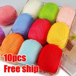 1PC 500g=10pcs Cotton Baby Silk Yarn Multi Colour Soft Warm Knitting Wool Yarn Crochet For Knitting Dolls Hats Clothing Y211129