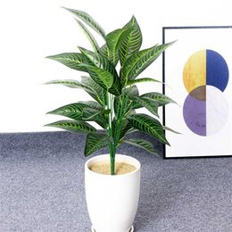 75cm 26 Leaves Tropical Monstera Large Artificial Plants Fake Zebra Leaf Plastic Palm Tree Branch For Home Garden Wedding Decor 211104