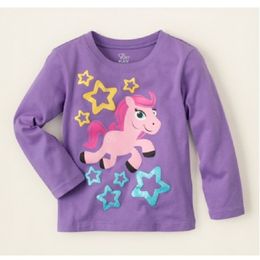 purple Girls t-shirts Children Clothes Kids T Shirt Tops 100% Cotton 18Month 2 3 4 5 6 Years Jumpers 210413