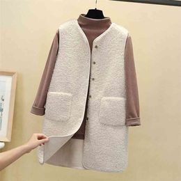 Autumn Long Vest Women Winter Thermal Waistcoat Warm Fleece Female Sleeveless Jacket Ladies s For 210915