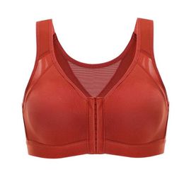 Women's Front Closure Full Coverage Wire Free X Back Support Bra 34-46 B C D DD 210623