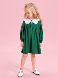 Toddler Girls Peter-pan Collar Drop Shoulder Dress SHE