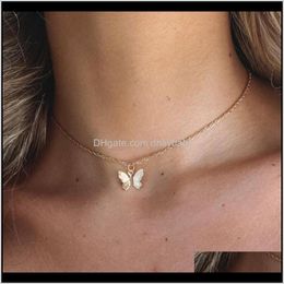 Necklaces & Pendants Drop Delivery 2021 Women Bohemian Ethnic Style Butterfly Pendant Necklace Creative Retro Simple Metal Alloy Clavicle Cha
