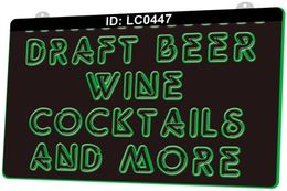 LC0447 Draft Beer Wine Cocktails Bar Light Sign 3D Engraving