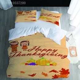 Bedding Sets Yellow Quilt Cover And Pillowcase Happy Thanksgiving Home Textile Duvet 2/3 Pieces Arrival