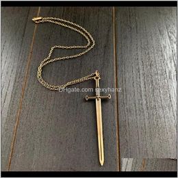 Necklaces & Pendants Drop Delivery 2021 Sword Necklace Highlander Bronze Pendant Charm Katana Brass Fantasy Jewellery Excalibur Blade Slay Fash