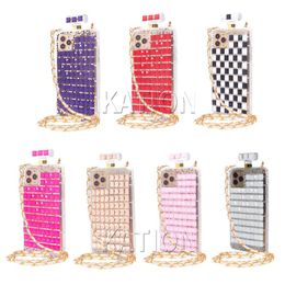 Bling Diamond Chain Lanyard luxury designer phone cases iphone 11 pro max For 13 ProMax 12 Mini Xr Xsmax Xs SE2 7 8 Plus 6s Rhinestone Cellphone Case