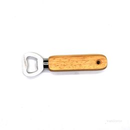 Stainless steel wooden Openers handle Red wine beer bottle opener bar Kitchen Tools With and without holes T2I52208